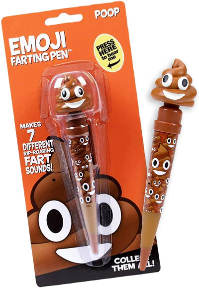 Farting poop emoji pen - white elephant gag gift