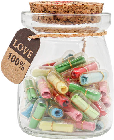 Capsule messages in a bottle - personalized Valentine gift