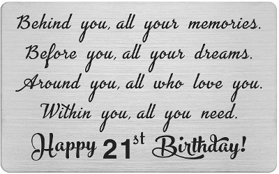 Engraved wallet insert card - sentimental gifts for 21st birthday