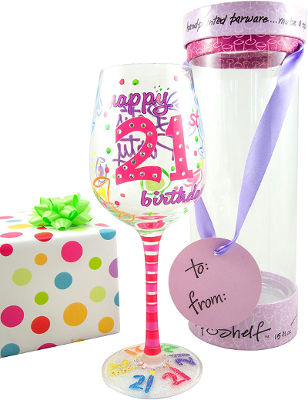 Hand Painted Wine glass - gift for 2st birthday