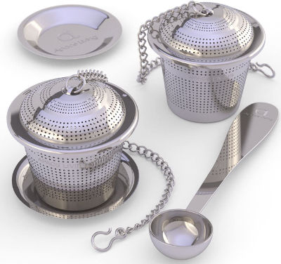 Set of two steel tea infusers