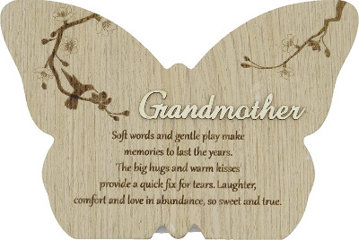 message for Grandma on a Wooden Butterfly 