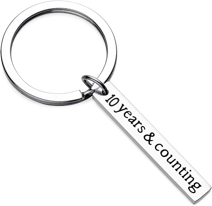 10 years anniversary aluminium keychain