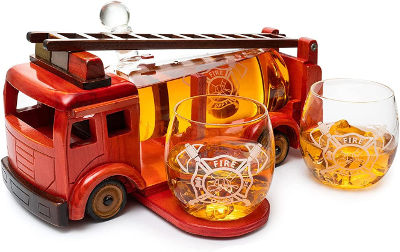 Fire Truck Whiskey Decanter Set