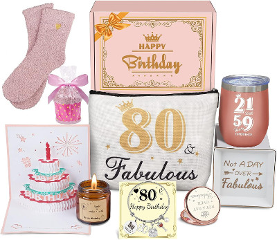 80th birthday gift basket for women