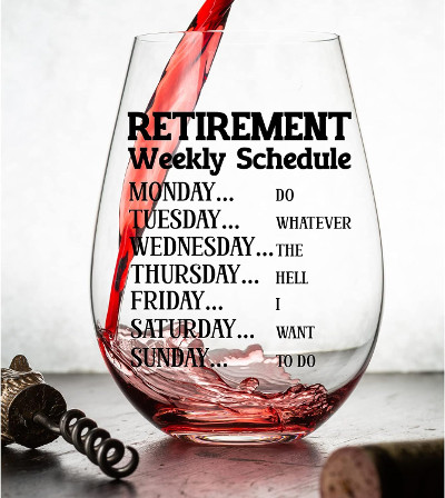 Wine glass retirement gift for women