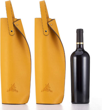 Set of 2 Leather Wine bags