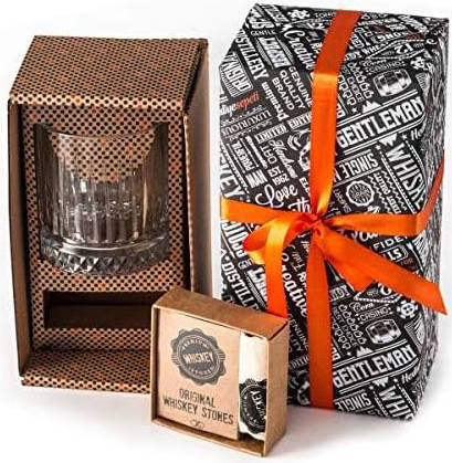 whiskey glass and stones set