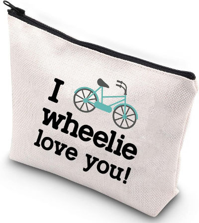 makeup bag for cyclists 'I wheelie love you'