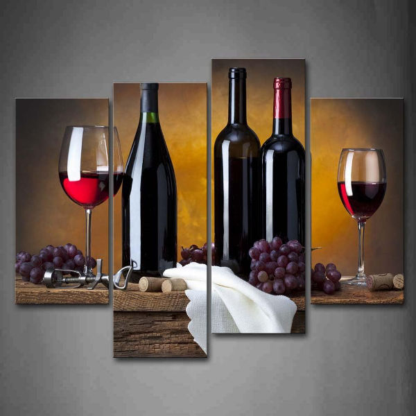 Wall Art Grape Wine in Bottle