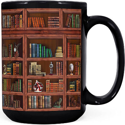 book shelf coffee mug