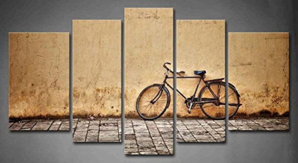5-Panel Wall Art - rusty old cycle