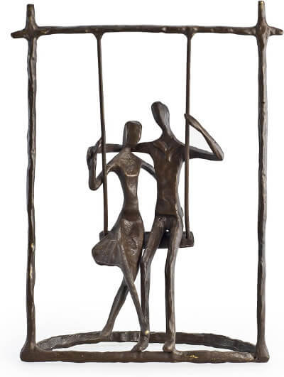 Cast Bronze Couple on a swing