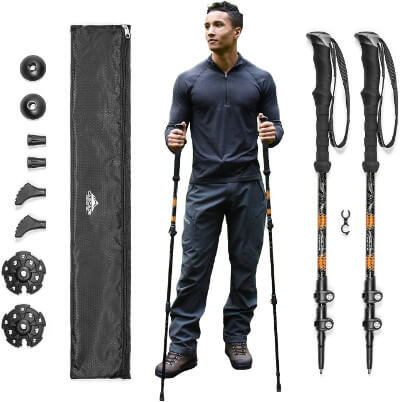Trekking poles used for hiking