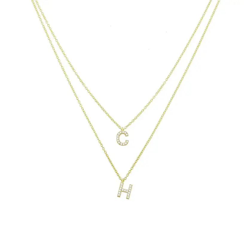 double layered necklace with initials