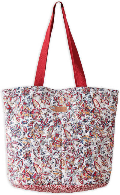 Red Floral Print Shopping Bag